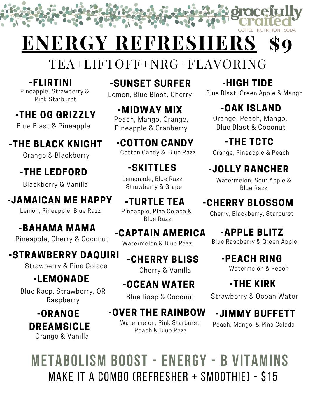 Gracefully Crafted drink menu, page 4