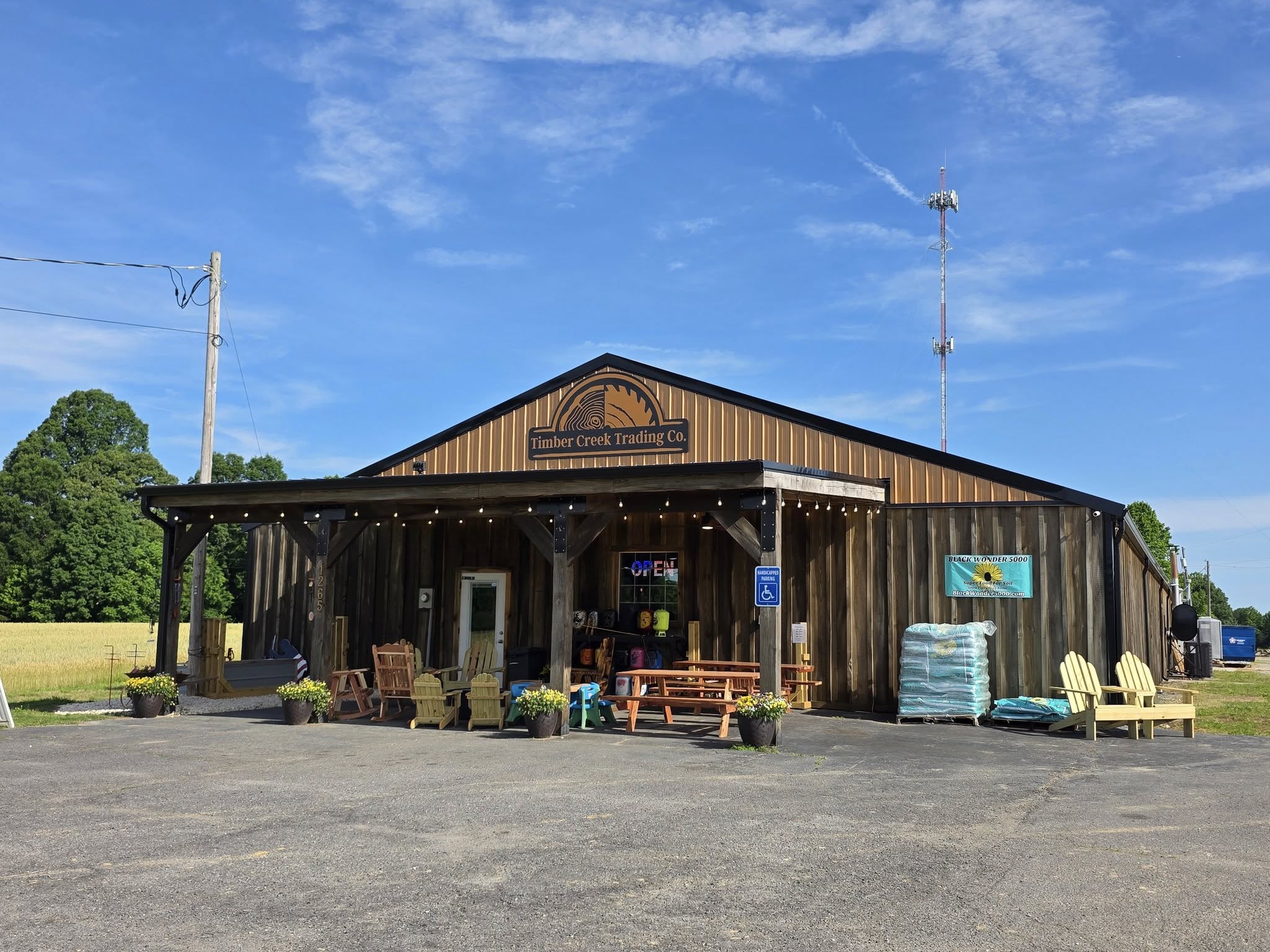 The real Timber Creek Trading Co. general store and welcoming front porch